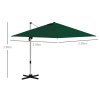 Outsunny 3 x 3(m) Cantilever Roma Parasol, Square Garden Umbrella with Cross Base, Crank Handle, Tilt, 360 Rotation and Aluminium Frame, Green