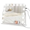 HOMCOM Hollywood Vanity Mirror with Lights, Large 63x50 cm Lighted Makeup Mirror with 3 Colour, 14 LED Bulbs, 10X Magnifying, USB Charging Port, Phone Holder, 360?? Rotation, Touch Screen