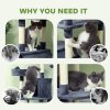 PawHut Cat Tree, 206cm Cat Tower with Sisal Scratching Posts and Board, Beds, Condos, Platforms, Hammocks, Toy Balls & Rope, Anti-Tip Kit, Kitten Activity Centre for Indoor, Dark Grey