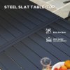 Outsunny Garden Dining Table for 6 Person, Rectangle Outdoor Table with Easy Clean Slat Top, Rust Resistant Steel Frame, for Terrace, Balcony, 150 x 80 x 74 cm, Black