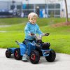 HOMCOM Electric Quad Bike, 6V Kids Ride On All-Terrain with Back Trailer for Ages 18-36 Months - Blue