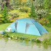 Outsunny 4-6 Man Family Camping Tent w/ 2 Bedrooms and a Living Room, Waterproof Tunnel Tent w/ Sewn In Groundsheet, Doors, Windows, Carry Bag, Blue