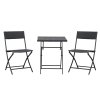 Outsunny 3 Pieces Folding Rattan Bistro Set, Garden Furniture Bistro Set with Folding Garden Table and Chairs, Wicker Balcony Furniture for Outdoor, Patio, Porch, Brown