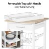 HOMCOM Mobile Rolling Kitchen Island Trolley for Home w/ Metal Baskets Trays Shelves Wheels Compact Stylish Storage White