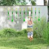 AIYAPLAY Zip Line for Kids Outdoor Adventures,7 Piece 10m Kids Slackline Kit with Wooden Monkey Bars, Metal Rings, Gripping Balls, Toddler Zip Line for Garden, Green