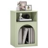 HOMCOM Bedside Table, Modern Bedside Cabinet with 2 Open Compartments and Unique Arch Design, Side Table for Living Room, Bedroom, Light Green