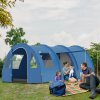 Outsunny 5-6 Man Tunnel Tent, Two Room Camping Tent with Floor, 2 Doors and Carry Bag, 2000mm Water Column for Fishing, Hiking, Sports, Festival, Blue