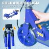 AIYAPLAY Scooter for Ages 3-8 Years, Folding Kick Scooter with Adjustable Handle, Two Light Up Wheels, Handbrake, Rear Brake, Blue