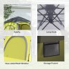 Outsunny Instant Camping Tent, 2/3/4 Person Easy Setup Dome Family Tent with Vestibule, Rainfly, 4 Mesh Windows & 2 Doors, Hexagonal Design, Waterproof & UV Protected, Yellow Green