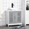 kleankin Modern Under Sink Cabinet with 2 Doors, Bathroom Vanity Unit, Pedestal Under Sink Design, Storage Cupboard with Adjustable Shelves