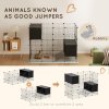 PawHut Rabbit Run, Pet Playpen, Small Animal Cage Enclosure, C&C Cage with Elevated Huts, 31 Panels, for Guinea Pigs, Hedgehogs, for Indoor Use