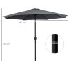 Outsunny 3(m) Garden Parasol Umbrellas, Outdoor Sun Shade with 8 Ribs, Tilt and Crank Handle for Balcony, Bench, Garden, Dark Grey