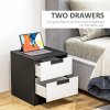 HOMCOM Bedside Tables Set of 2, Nightstands with 2 Drawers, Modern Bedside Cabinets with Storage for Bedroom, Living Room, White and Black