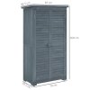 Outsunny Small Shed, Wooden Garden Storage Shed, 3 Shelves Outdoor Tool Shed Cabinet with Asphalt Roof and Shutter Doors, 87cm x 47cm x 160cm, Grey