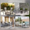 Outsunny Folding Garden Chairs Set of 4, PE Rattan Garden Dining Chairs with Armrests, High Back and Steel Frame, Weather Resistant Outdoor Dining Furniture for Patio, Balcony, Grey