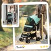 PawHut Dog Stroller with Rain Cover, Foldable Dog Pram, 4 Wheels Pet Pushchair with Safety Leashes, for Small, Miniature Dogs, Cats - Green