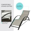 Outsunny 3 Pieces Sun Lounger Chair Set, Metal Frame Garden Outdoor Sunbathing Chair with Side Table and Armrest, Grey