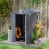 Outsunny 4 x 6ft Plastic Garden Storage Shed with Ventilation Slots and Lockable Door, Polypropylene Outdoor Storage Tool House with Foundation Kit, Grey