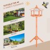 PawHut Wooden Bird Table Free Standing Feeder Garden Sheltered Feeding Station Parrot Stand Birdhouse 40x113cm