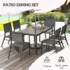 Outsunny 7 Piece Garden Dining Set, 6 Seater Garden Table and Chairs with Parasol Hole, Aluminium Top Table and Texteline Chairs, Outdoor Dining Furniture Set for Patio, Dark Grey
