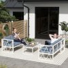 Outsunny 4 Piece L Shaped Garden Furniture Set with 5-Level Adjustable Lounger, 5 Seater Sectional Outdoor Sofa Set with 2 Loveseats, Corner Chair, DPC Coffee Table and Removable Thick Cushions, Grey