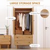 HOMCOM 2 Door Wardrobe with 2 Drawers, Hanging Rail, Anti-tipping Design for Bedroom Clothes Storage Organiser, Natural Wood Colour