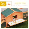 PawHut Rabbit Hutch Run, Guinea Pig Hutch Wooden Bunny House with Tray, Ramps, Asphalt Roof, for Garden, Yard, 309 x 70 x 87cm, Orange