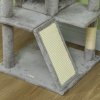 PawHut Cat Tree, 138cm Cat Tower with Sisal Scratching Posts and Pad, Bed, Condos, Platforms, Toy Balls, Anti-Tip Kit, Kitten Activity Centre for Indoor, Light Grey
