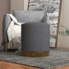 HOMCOM Modern Round Footstool, Corduroy Fabric Upholstered Foot Stool with Padded Seat for Living Room, Entryway