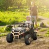 AIYAPLAY Kids Electric Ride on Car 2-Seater, 24V Truck UTV with Remote Control, Suspension System, LED Lights, Horn, Music, for 3-8 Years, khaki