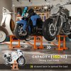DURHAND 150KG Steel Motorcycle Lift Rubber Platform, Crank Lift Manual Repair Clean Hoist Table Assist Off-Road Dirt Bike Stand, 27.5/39.5H cm, Orange