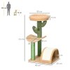 PawHut Cat Tree, 72cm Cat Scratching Post with Bed, Kitty Activity Centre, Cat Climbing Tower with Ball Toy Curved Scratching Pad, Brown