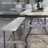 Outsunny Folding Garden Table, 180 x 75cm Rectangular HDPE Outdoor Picnic Table for 6, Metal Frame for Patio, Park, White