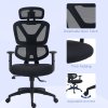 Vinsetto Ergonomic Office Chair, Mesh Swivel Desk Chair with Lumbar Support, Padded Seat, Adjustable Height and Headrest for Home Office, Black