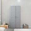 HOMCOM 2 Door Wardrobe for Bedroom, Double Wardrobe with Shelves and Hanging Rail, Modern Bedroom Furniture, Grey