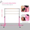 HOMCOM Height Adjustable Gymnastics Horizontal Bar For Kids Home Gym Training Children Junior Kip High Bar Fitness, Pink