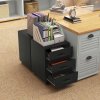 HOMCOM 3-Drawer Filing Cabinet, Mobile File Cabinet for Home Office, Small Rolling Filing Cabinet, Printer Stand, Under Desk File Cabinet for A4, Letter-Size Files, Black Wood Grain