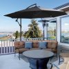 Outsunny 3(m) Garden Banana Parasol Hanging Cantilever Umbrella with Crank Handle, 8 Ribs and Cross Base for Outdoor, Sun Shade, Black