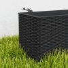 Outsunny Set of 2 Hanging Flower Boxes, 50 cm Long, Rattan Look Flower Pot with Drainage Holes and Hooks, Railing Box for Fence Balcony Garden