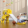 AIYAPLAY Kids Slide 3 in 1 Freestanding Toddler Slide with Climber, Basketball Hoop, Basketball, Lion-Themed for Ages 18-36 Months - Yellow