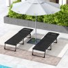 Outsunny 2 Piece Foldable Sun Lounger, Outdoor 4 Level Adjustable Backrest Reclining Chaise Chair, Steel Frame Recliner Chair for Camping, Hiking, Black
