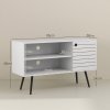HOMCOM TV Stand Cabinet for  TVs, TV Unit with Open Shelves, Soft-close Door and Cable Holes, Entertainment Unit for Living Room
