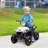 AIYAPLAY Kids Quadbike, 12V Electric Ride on ATV with 4 Wheels Spring Suspension, LED Light, Music, MP3, 5KM/H Battery Powered, for Ages 3-5 Years, White