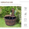 Outsunny Barrel Patio Water Fountain Wood Garden Decorative Ornament Water Feature w/ Electric Pump