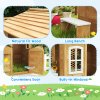 Outsunny Wooden Playhouse for Kids Outdoor Wendy House with Door, Windows, Mailbox, Flower Pot Holder, Serving Station, Bench for Children, Toddlers, Yellow