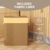 HOMCOM Double Laundry Basket with Lid, 100L Bamboo Laundry Hamper with Rope Handles, Washing Basket with Removable Liner for Bathroom, Bedroom