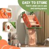AIYAPLAY Kids Slide, 3 in 1 Foldable Toddler Slide with Basketball Hoop, Climber, Carrot-themed Indoor Slide for 1-3 Years Old, Orange