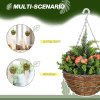 Outsunny Pack of 2 Faux Plant Artificial Lisianthus Flowers Hanging Planter with Basket for Indoor Outdoor Decoration, Yellow