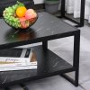 HOMCOM Coffee Table, Two-Tier Marble Centre Table with Metal Frame and Storage Shelf for Living Room, 106 x 50 x 45cm