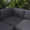 Outsunny 5-Piece Garden Corner Sofa Set with Cushions, 6 Seater Aluminium Garden Furniture Set with Glass Top Coffee Table, Patio Sectional Conservatory Furniture for Patio & Terrace, Light Grey